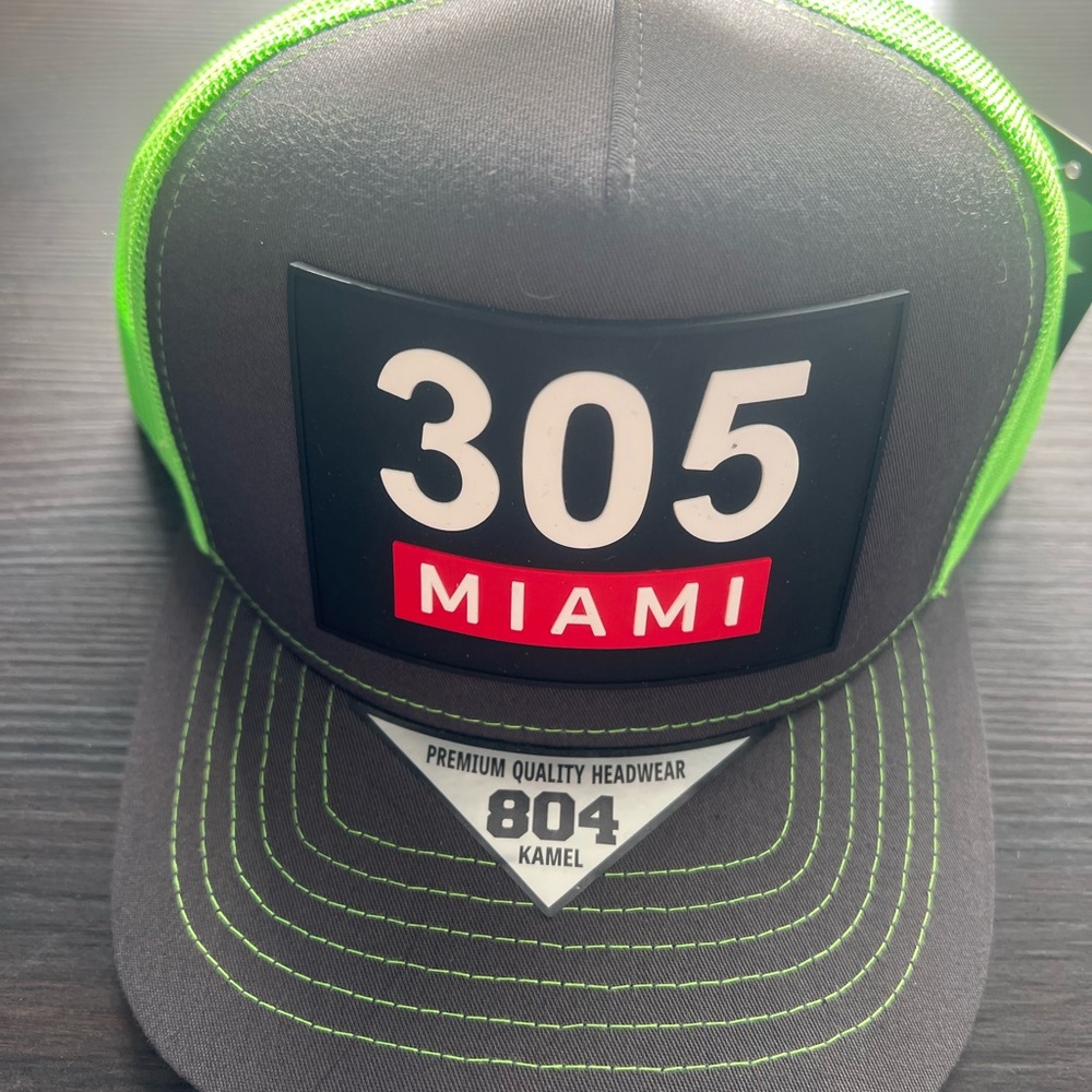 Gray and Green Miami 305 Cap unisex